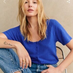 Sezane Blue Button-Up Top